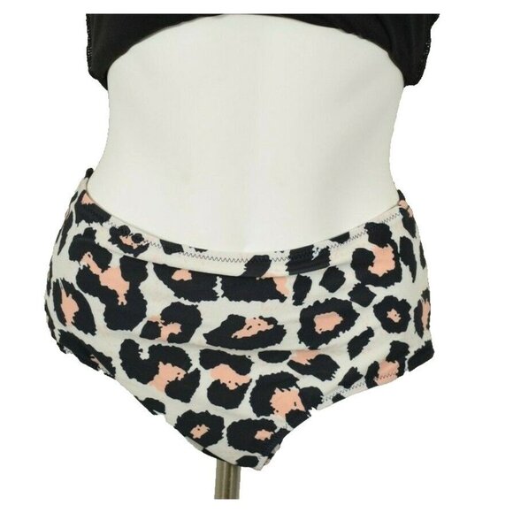 Beachsissi Womens Medium Ruffle Shoulder Leopard Print Tankini Swimsuit Set - Picture 3 of 5